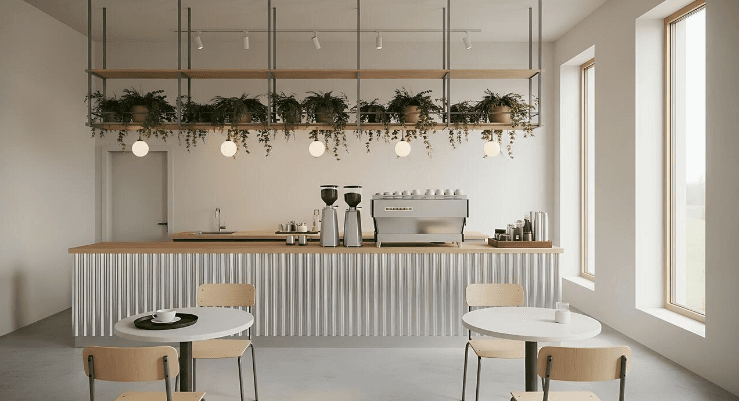 A minimal café interior